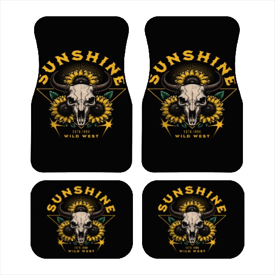 Skull Bull Sunflower Car Mats