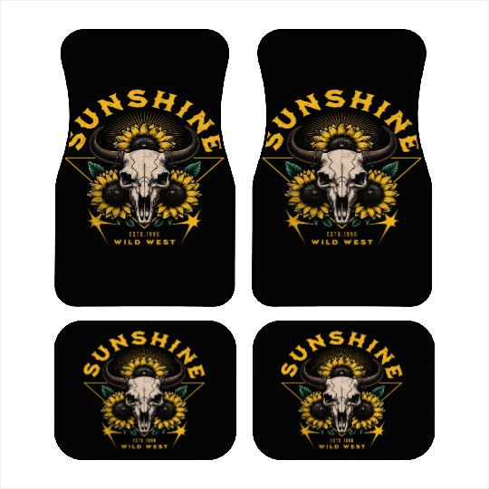Skull Bull Sunflower Car Mats