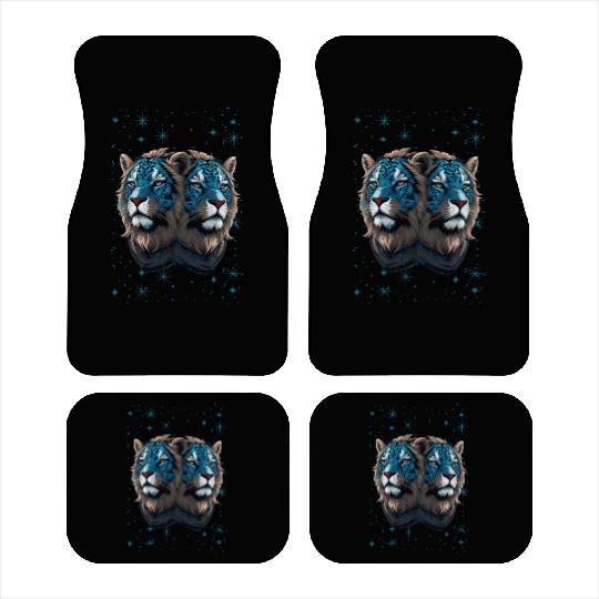 Two heads of a lion in a realistic style Car Mats