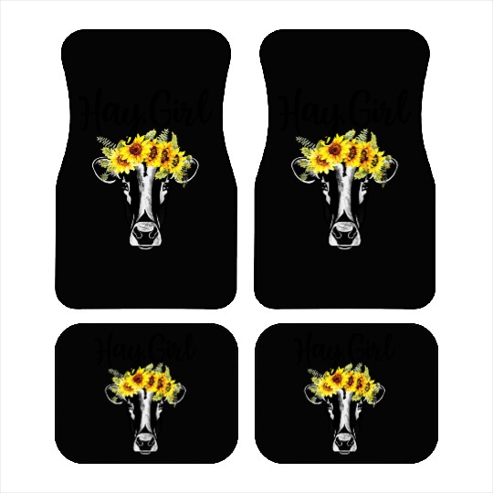 Hay Girl Funny Cow Farm Sunflower Heifer Car Mats