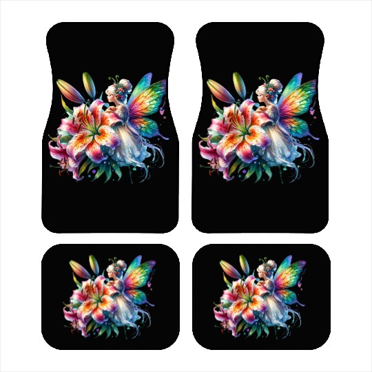 Tiger Lily Fairy Floral Fantasy Watercolor Car Mats