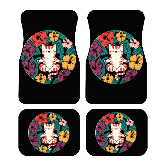 Zen Hibiscus Cat Car Mats