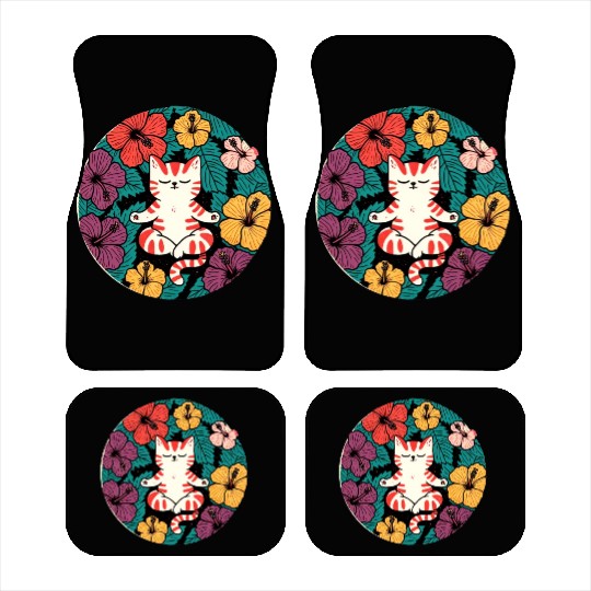 Zen Hibiscus Cat Car Mats
