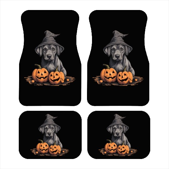 Halloween Witch Hat Pumpkin Dog Great Dane Car Mats