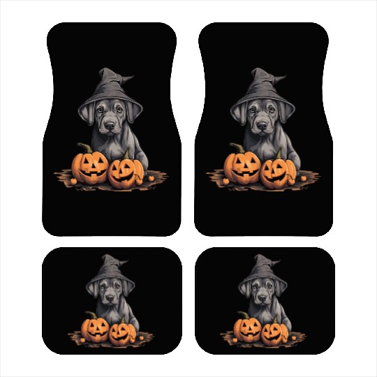 Halloween Witch Hat Pumpkin Dog Great Dane Car Mats