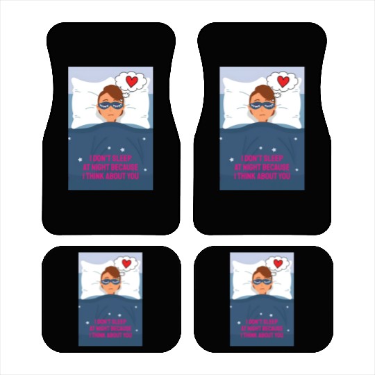 Sad woman in love lying in bed with a blindfold on Car Mats