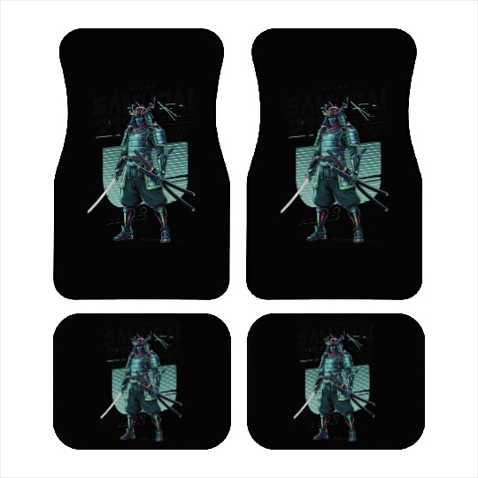 Cyber Samurai 2110: Glowing Katana Warrior Car Mats