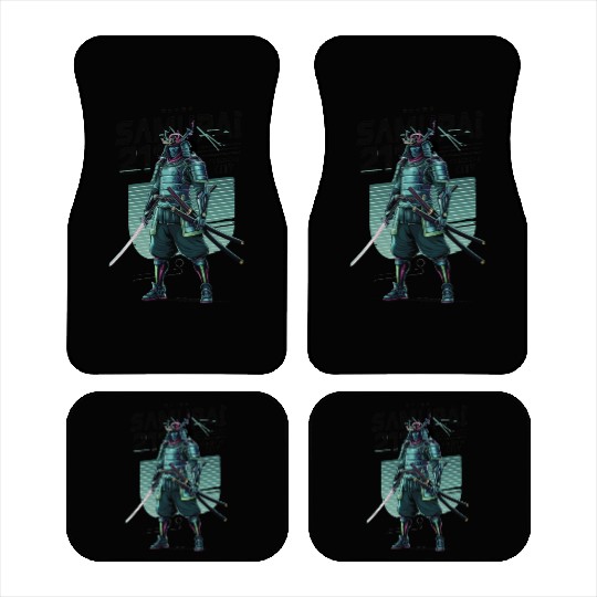 Cyber Samurai 2110: Glowing Katana Warrior Car Mats