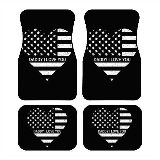 I Love Daddy American Flag Heart Gift Fathers Day Car Mats