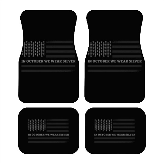 In October We Wear Silver American Flag Apraxia Car Mats