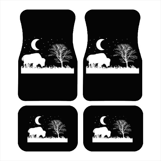 Bison eating Grass Animal Car Mats