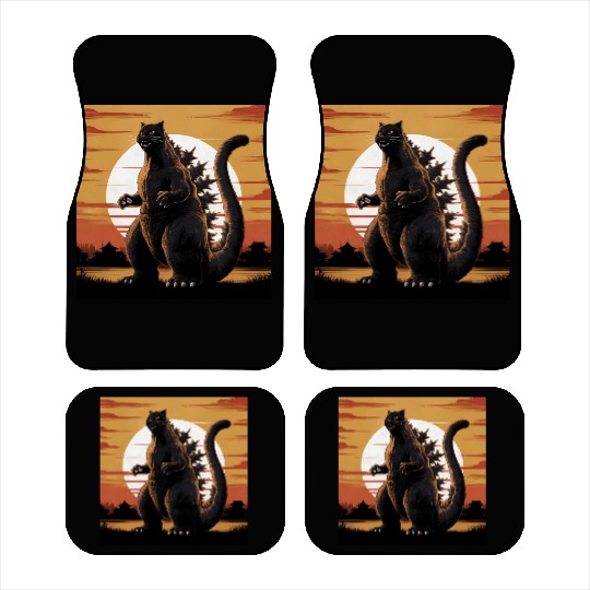 Catzilla Cat Japanese Art Funny Cat Gifts Car Mats