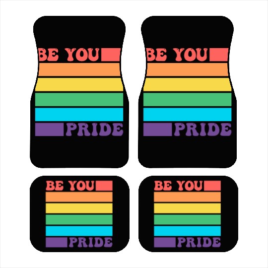 Be You LGBTQ Gay Lesbian Pride Ally Rainbow Flag Car Mats