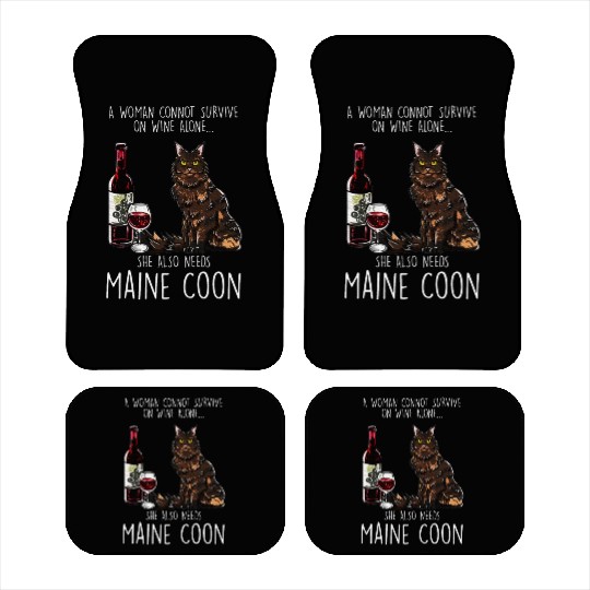 Womens She Needs A Maine and Wine Feline Cat Lover Car Mats
