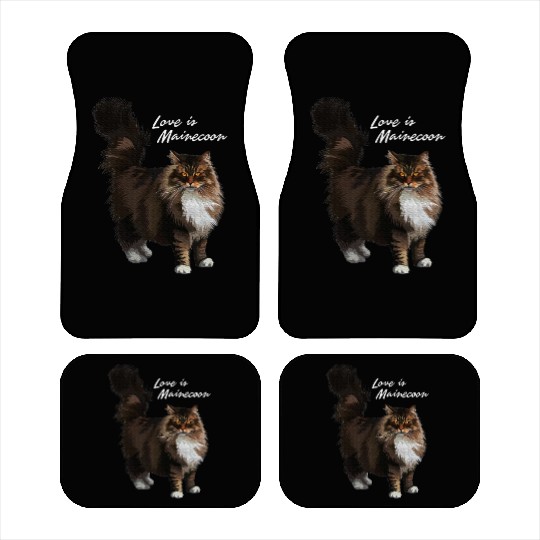 Love is Maine cat Car Mats