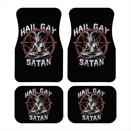 Funny Hail Gay Satan LGBT Goth Gay Pride Baphomet Car Mats