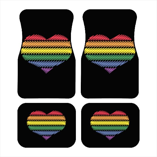 Rainbow Heart (Love / Scribble / 6s / PNG) Car Mats