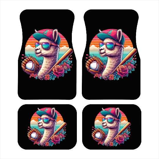 Llama Baseball Llama Playing Baseball Llama lover Car Mats
