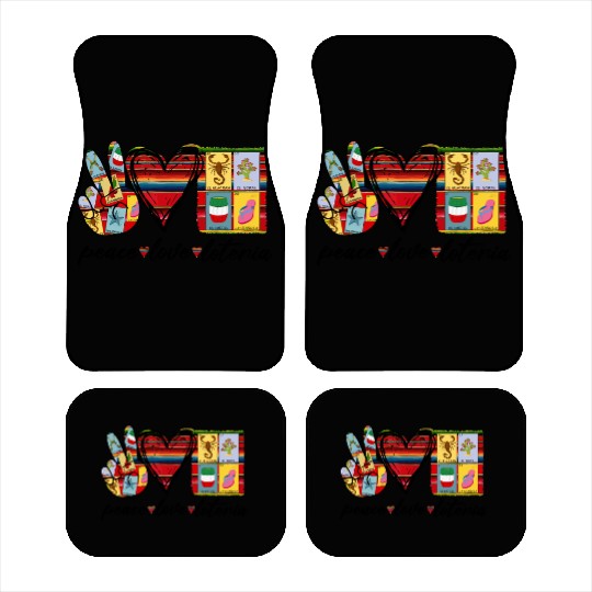 Peace Love Loteria Serape Mexican Bingo Card Car Mats