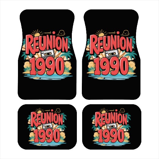 Retro Reunion 1990 Cassette Tape Sunset Beach Car Mats