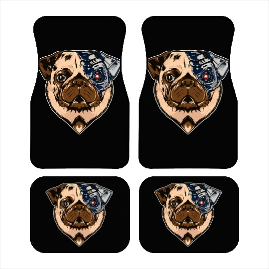 Pug cyborg face dog Car Mats
