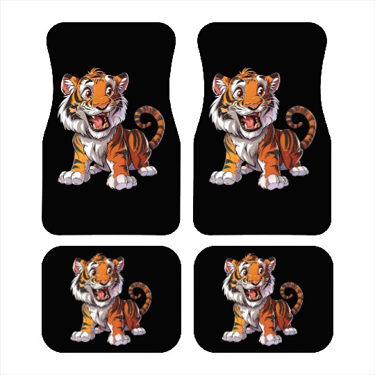 Roaring Young Tiger Cub Playful Stance Car Mats