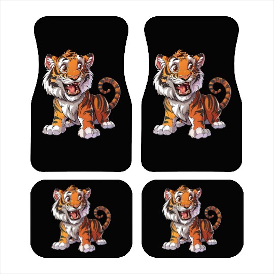 Roaring Young Tiger Cub Playful Stance Car Mats