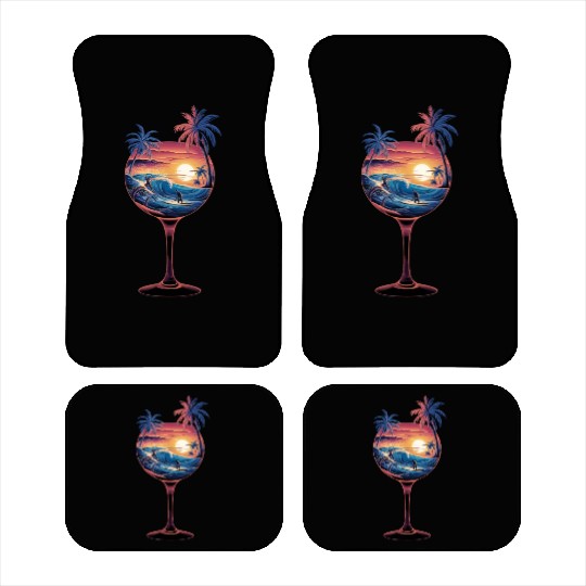 Tropical Sunset Surf - Wine Glass Escape Car Mats