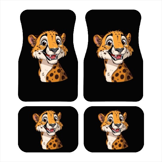 Charming Smiling Cheetah Portrait Car Mats