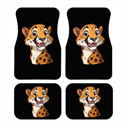 Charming Smiling Cheetah Portrait Car Mats
