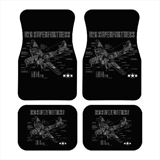 World War 2 Aircraft Blueprint WWII B29 Car Mats