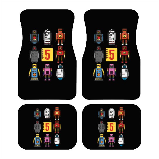 Robot 5th Birthday - Retro Robotics with number Car Mats