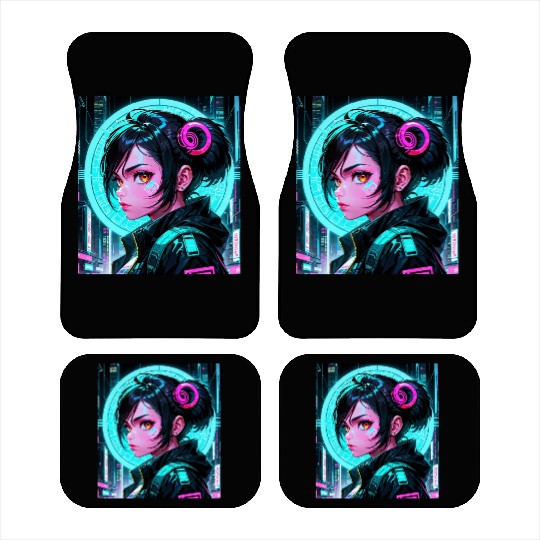 Beautiful Cyberpunk Girl Aesthetic Anime Car Mats
