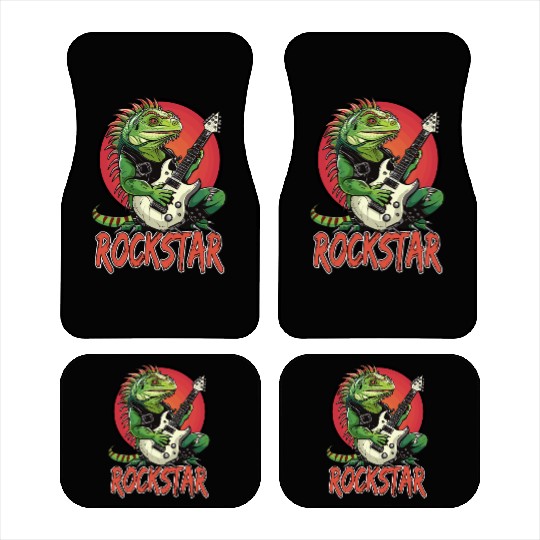 Rockstar Reptile Musician with Electric Guitar Car Mats