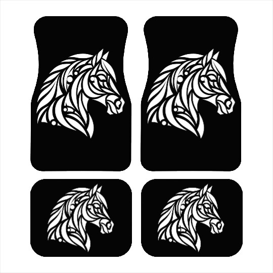 Elegant Tribal Horse Head Portrait Pony Tattoo Car Mats