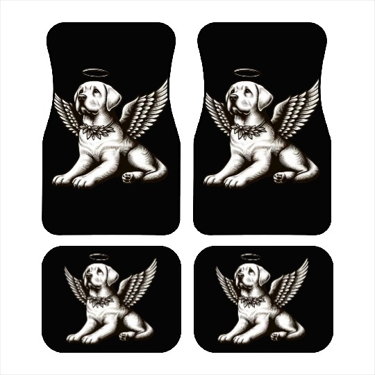 Labrador angel wings black white halo Car Mats