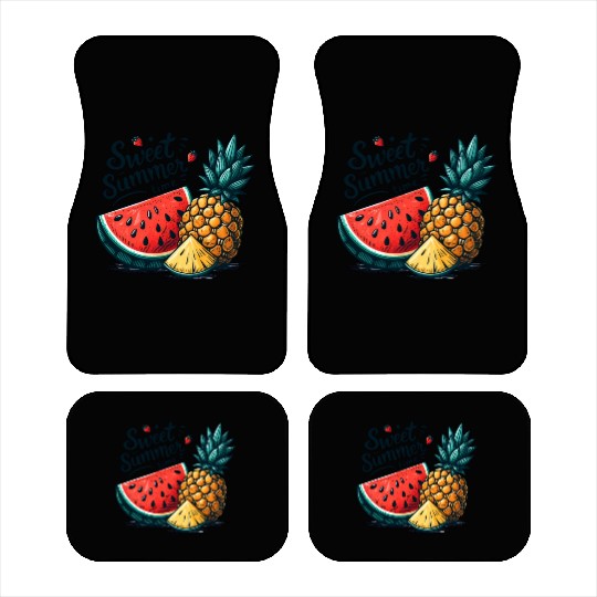 Sweet Summer Time Watermelon and Pineapple Car Mats