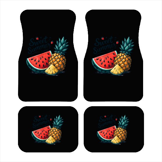 Sweet Summer Time Watermelon and Pineapple Car Mats