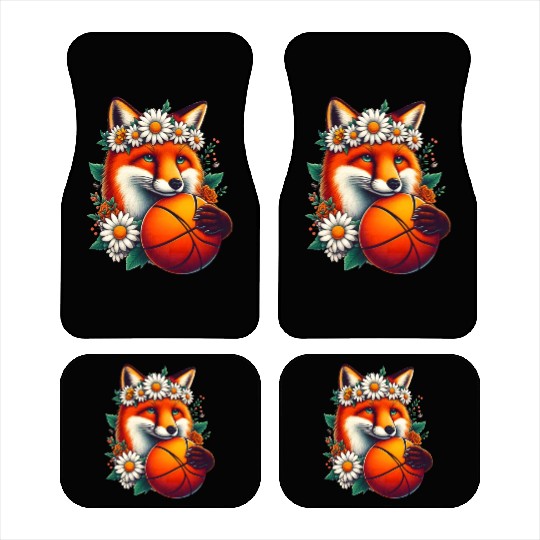 Fox Holding Basketball with Daisy Fox Lovers Car Mats
