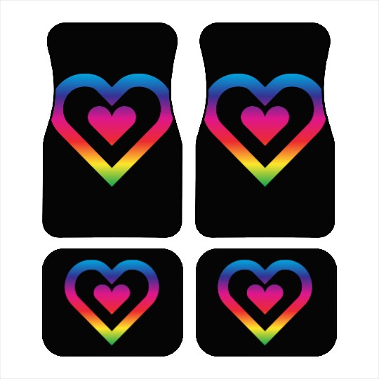Rainbow Heart Homosexuality LGBT Love Car Mats