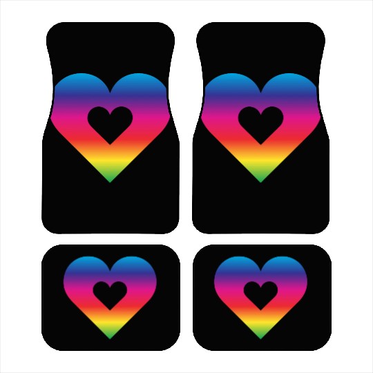 Rainbow Heart Homosexuality LGBT Love Car Mats