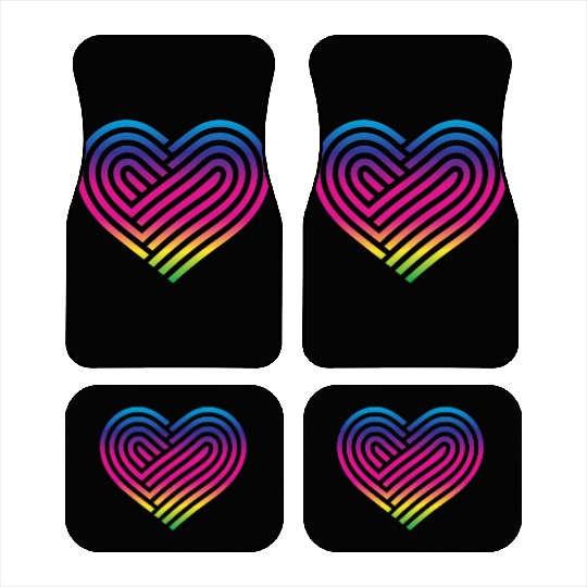 Rainbow Heart Homosexuality LGBT Love Car Mats