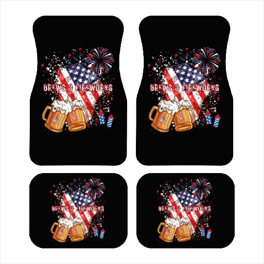 Brews & Fireworks 4th of July Independence Day Car Mats
