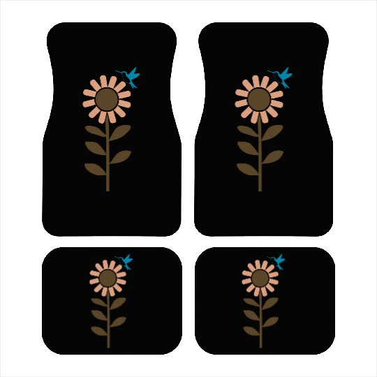 Hummingbird With Flower 3 Color Vector Car Mats