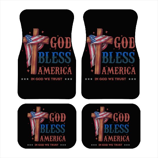 God Bless America Proud Retro US Flag 4th Of July Car Mats