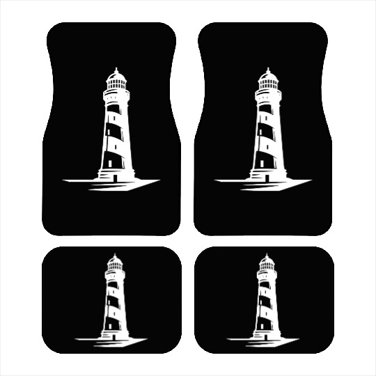 Old Lonely Striped Coastal Lighthouse Car Mats