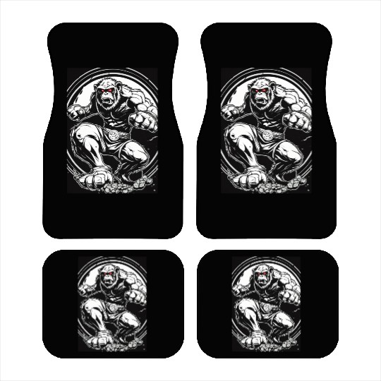 Zombie ape street fighter black and white circle l Car Mats