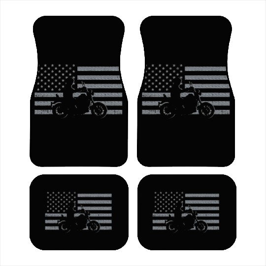 Motorcycle US Flag Biker Motorbike Teen Youth Car Mats