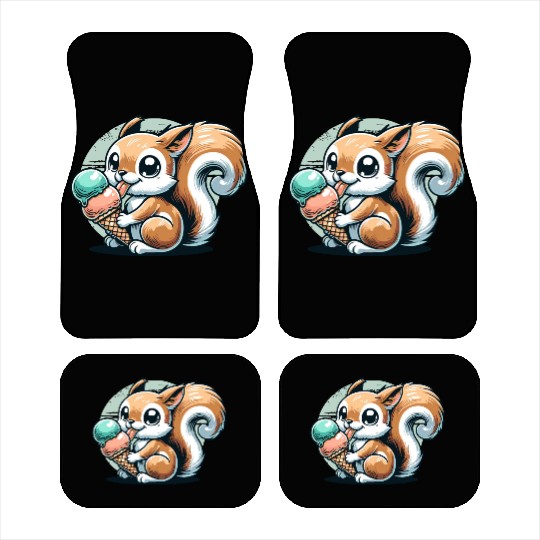 Cute cartoon squirrel with ice cream Car Mats