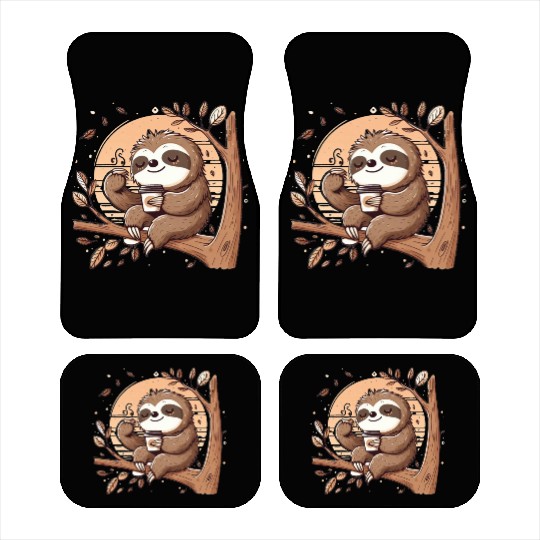 Sloth Drinking Coffee Car Mats
